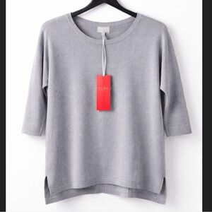 Gassato 100% Cashmere Dipped‑Hem Sweater – Pearl Grey – Size S NWT